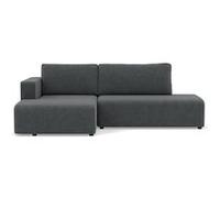 Topaze - canapé d'angle gauche 4 places convertible avec coffre en velours côtelé - Gris foncé Gris foncé G