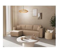 Topaze - canapé d'angle réversible 4 places convertible avec coffre en simili - Beige