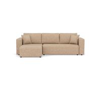 Topaze - canapé d'angle réversible 4 places convertible avec coffre en simili - Beige