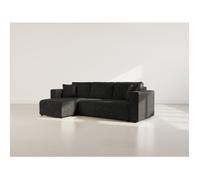 Topaze - canapé d'angle réversible 4 places convertible avec coffre en simili - Noir
