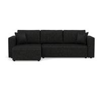 Topaze - canapé d'angle réversible 4 places convertible avec coffre en simili - Noir