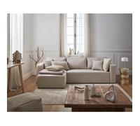 Topaze - canapé d'angle réversible - 4 places - convertible avec coffre - en tissu - Beige