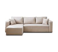 Topaze - canapé d'angle réversible - 4 places - convertible avec coffre - en tissu - Beige