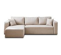 Topaze - canapé d'angle réversible - 4 places - convertible avec coffre - en tissu - Beige