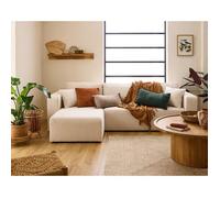 Bestmobilier - Canapé d'angle Convertible avec Coffre Réversible Topaze en Tissu Bouclette - Canapé Lit - Sofa Beige 4 Places - Angle Droit - ou Gauche - Salon