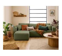 Topaze - canapé d'angle réversible - 4 places - convertible avec coffre - en tissu bouclette - Vert