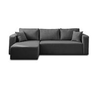 Topaze - canapé d'angle réversible - 4 places - convertible avec coffre - en tissu - Gris foncé Gris foncé