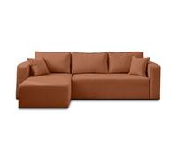 Topaze - canapé d'angle réversible - 4 places - convertible avec coffre - en tissu - Terracotta