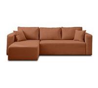 Topaze - canapé d'angle réversible - 4 places - convertible avec coffre - en tissu - Terracotta Terracotta G