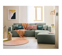 Topaze - canapé d'angle réversible - 4 places - convertible avec coffre - en tissu velours relief - Vert