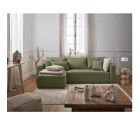 Topaze - canapé d'angle réversible - 4 places - convertible avec coffre - en tissu - Vert