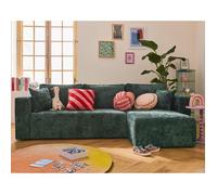 Topaze - canapé d'angle réversible 4 places convertible avec coffre en velours à relief texturé - Vert