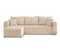 Bestmobilier - Canapé d'angle Convertible avec Coffre Réversible Topaze en Velours Côtelé - Canapé Lit - Sofa Beige 4 Places - Angle Droit - ou Gauche - Salon