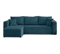 Topaze - canapé d'angle réversible - 4 places - convertible avec coffre - en velours côtelé - Bleu Ardoise Bleu Ardoise G