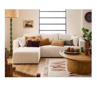 Topaze - canapé d'angle réversible - 4 places - convertible avec coffre - en velours côtelé plat - Ecru