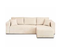 Topaze - canapé d'angle réversible - 4 places - convertible avec coffre - en velours texturé - Beige