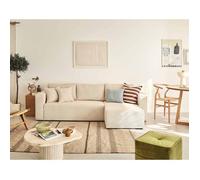 Topaze - canapé d'angle réversible - 4 places - convertible avec coffre - en velours texturé - Beige Beige