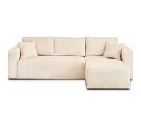 Topaze - canapé d'angle réversible - 4 places - convertible avec coffre - en velours texturé - Beige Beige