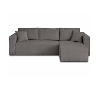 Topaze - canapé d'angle réversible - 4 places - convertible avec coffre - en velours texturé - Gris foncé Gris foncé
