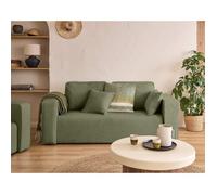 Topaze - canapé droit 2 places - en tissu bouclette - Vert Vert G