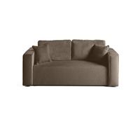 Topaze - canapé droit 2 places - en tissu velours relief - Taupe