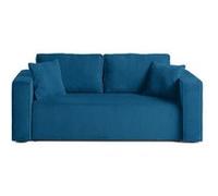 Topaze - canapé droit 2 places - en velours côtelé - Bleu Ardoise Bleu Ardoise