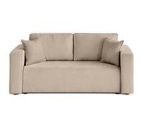 Topaze - canapé droit 2 places en velours côtelé plat - Beige