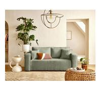 Topaze - canapé droit 2 places en velours côtelé plat - Vert sauge Vert sauge