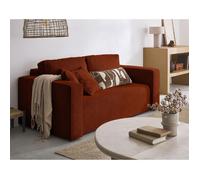 Topaze - canapé droit 2 places - en velours côtelé - Terracotta