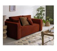 Topaze - canapé droit 2 places - en velours texturé - Terracotta