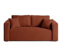 Topaze - canapé droit 2 places - en velours texturé - Terracotta
