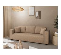Topaze - canapé droit 3 places convertible avec coffre en simili - Beige