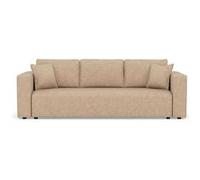 Bestmobilier - Topaze - canapé Droit 3 Places Convertible avec Coffre en Simili, Beige