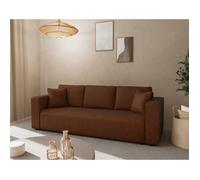 Bestmobilier - Topaze - canapé Droit 3 Places Convertible avec Coffre en Simili, Cognac