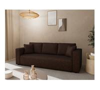 Bestmobilier - Topaze - canapé Droit 3 Places Convertible avec Coffre en Simili, Marron