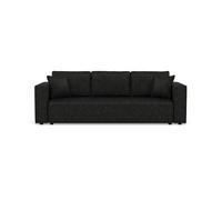 Bestmobilier - Topaze - canapé Droit 3 Places Convertible avec Coffre en Simili, Noir