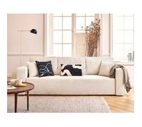 Topaze - canapé droit 3 places convertible avec coffre en velours texturé - Beige