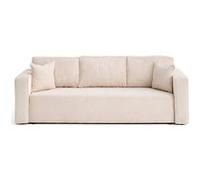 Topaze - canapé droit 3 places convertible avec coffre en velours texturé - Beige