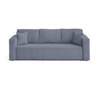 Topaze - canapé droit 3 places convertible avec coffre en velours texturé - Bleu grisé