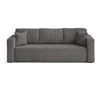Topaze - canapé droit 3 places convertible avec coffre en velours texturé - Gris foncé