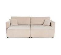 Topaze - Canapé droit 4 places avec double méridienne - assise profonde - en velours côtelé - Beige Beige G