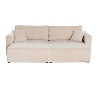 Topaze - Canapé droit 4 places avec double méridienne - assise profonde - en velours côtelé - Beige Beige G