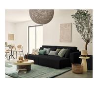 Topaze - Canapé droit 4 places avec double méridienne - assise profonde - en velours côtelé - Noir