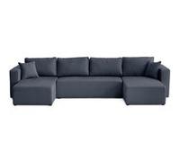 Topaze - canapé panoramique - 7 places - convertible avec coffre - en tissu - Bleu Bleu G