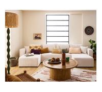 Topaze - canapé panoramique en U - 7 places - convertible avec coffre - en velours côtelé plat - Ecru