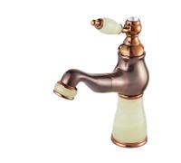 Topaze en cuivre antique marron avec bassin surélevé pour pompe chaude et froide robinet universel or rose, jade vert style bas
