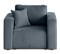 Topaze - fauteuil en velours côtelé plat - Bleu Bleu G