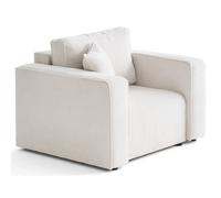 Topaze - fauteuil en velours côtelé plat - Ecru