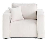 Topaze - fauteuil en velours côtelé plat - Ecru