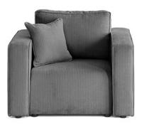 Topaze - fauteuil en velours côtelé plat - Gris